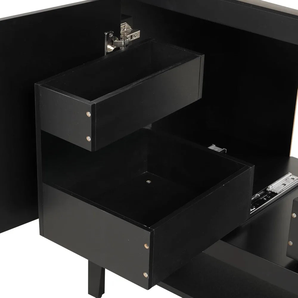 Modern Bathroom Vanity With Ceramic Sink And Open Shelf