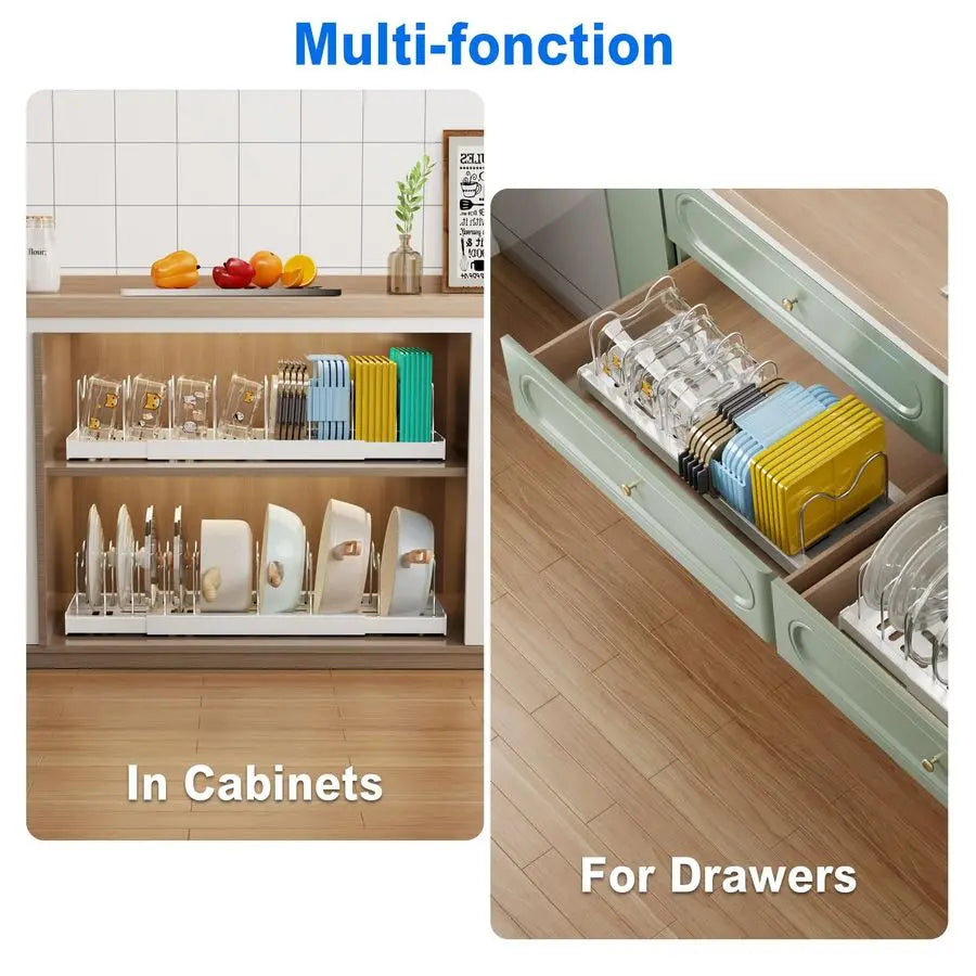 Under Cabinet Pots And Pans Organizer With 9 Adjustable Dividers