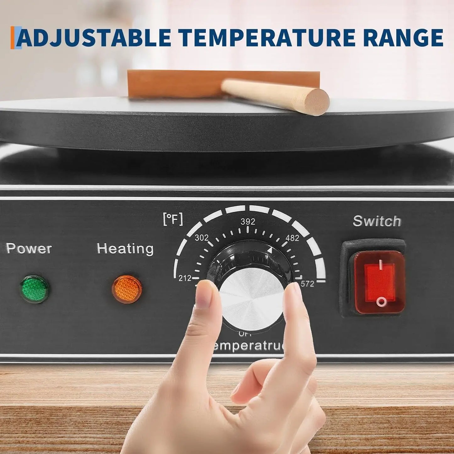 Acekool Electric Crepe Maker 1700W 110V Nonstick Griddle