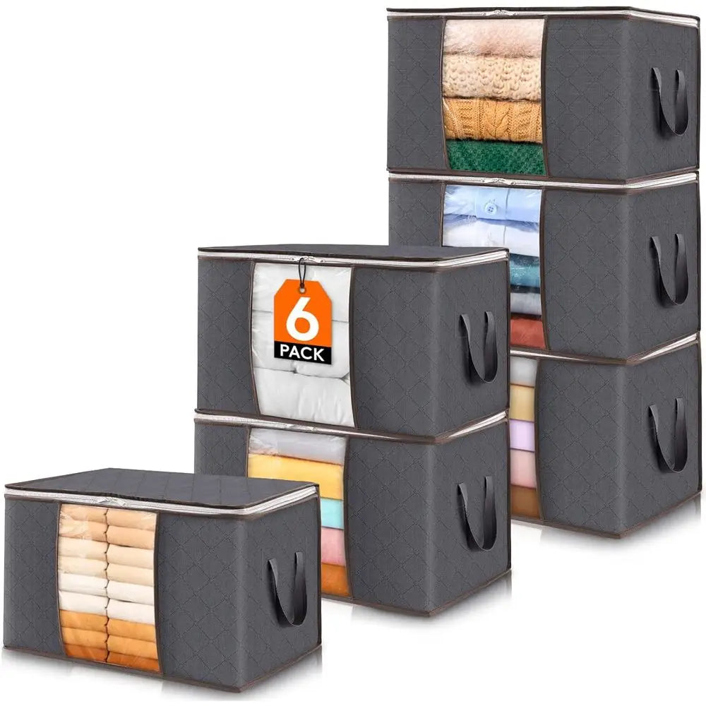 Clothes Storage Bins With Lids, Clear Window, Reinforced Handles