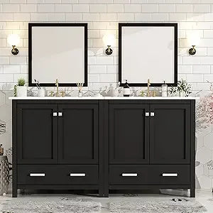 RBXC Solid Wood Double Sink Bathroom Vanity Cabinet With Storage The Pet & Home Store