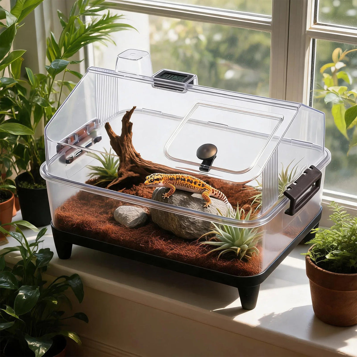 Small Reptile Terrarium Kit With Lid, Acrylic Tank, Heating Pad, Hygrometer, Hide & Bowl For Gecko Lizard Tarantula Frog Crab The Pet & Home Store