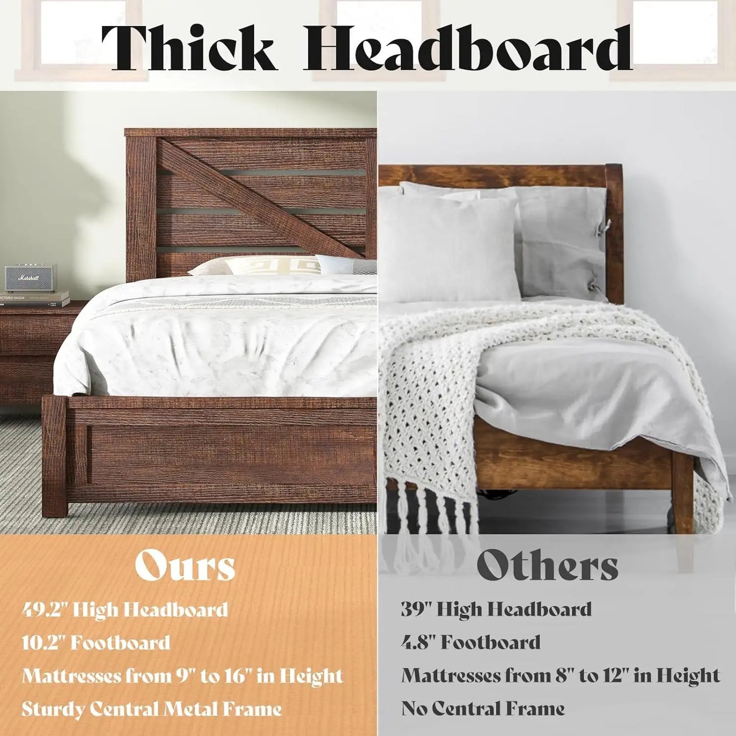General Use King Bed Frame With Barn Door Headboard Rustic