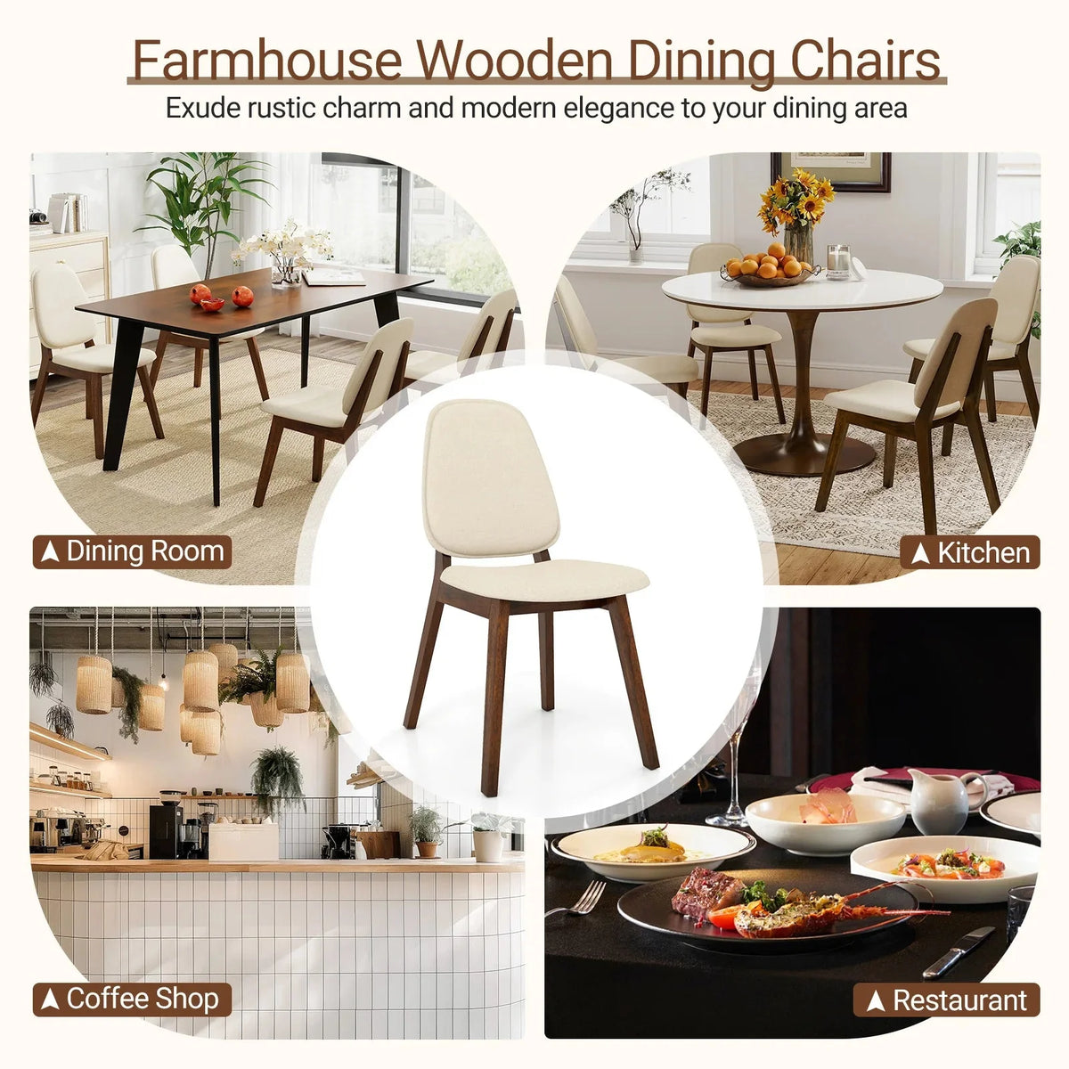 Modern Dining Chair Set of 2 w/ Upholstered Backrest Seat Linen Fabric for Room The Pet & Home Store