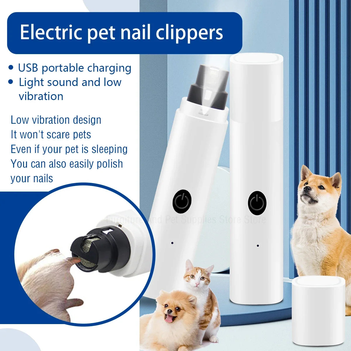 Electric Dog Nail Grinder With Rechargeable USB LED Light
