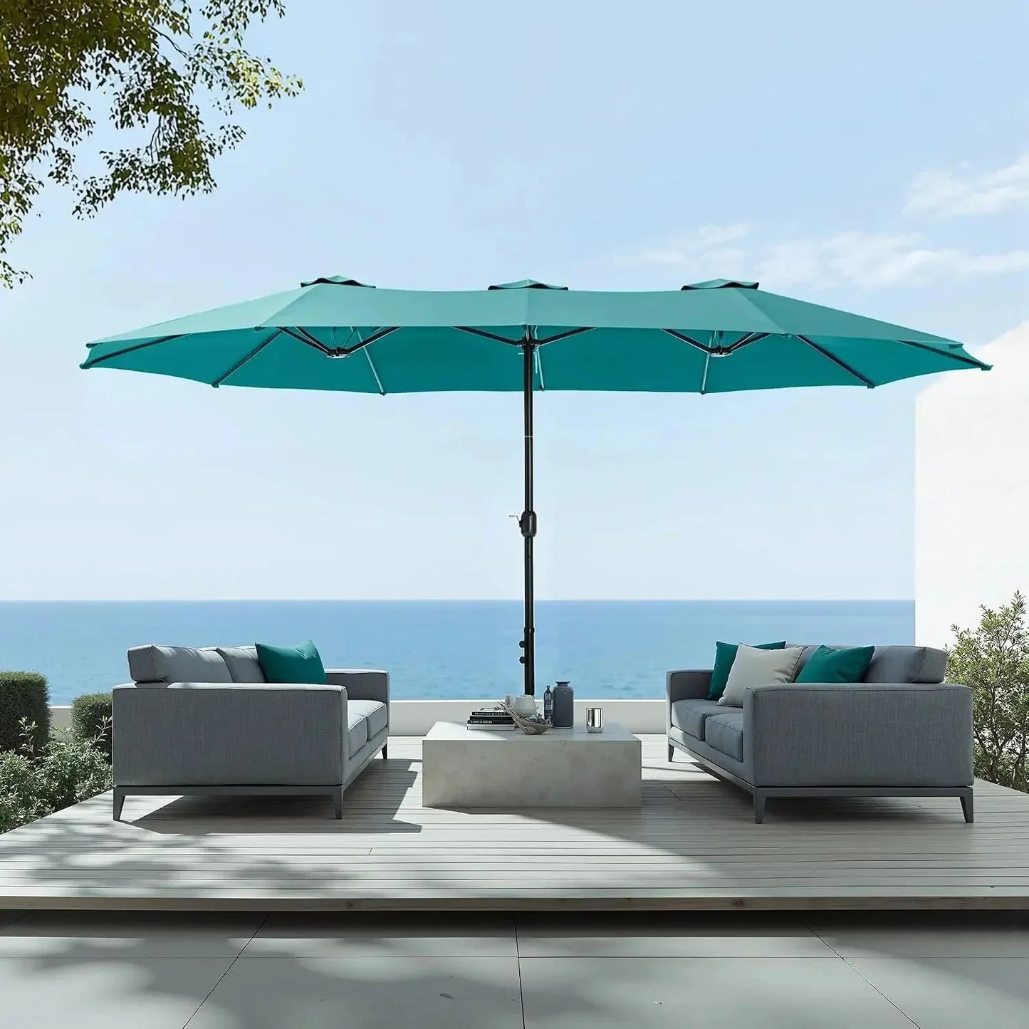 15ft Extra Large Rectangular Market Patio Umbrella,Heavy Duty,Base Included,Outdoor,Custom The Pet & Home Store