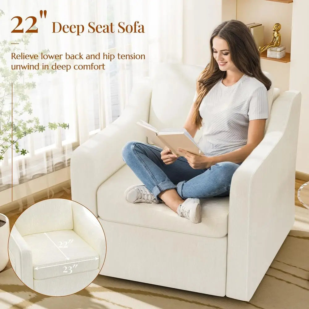 360° Swivel Accent Chair Set o 2, Large Comy Reading Chairs, Square Single-Seat Armchair Upholstered Soa or Reading, Nursery, Li The Pet & Home Store