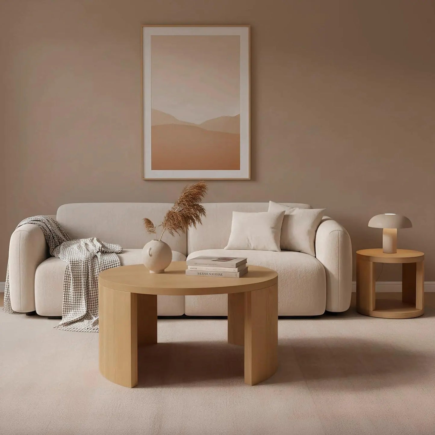 Round Nesting Coffee Tables Set of 2 With Storage Wood
