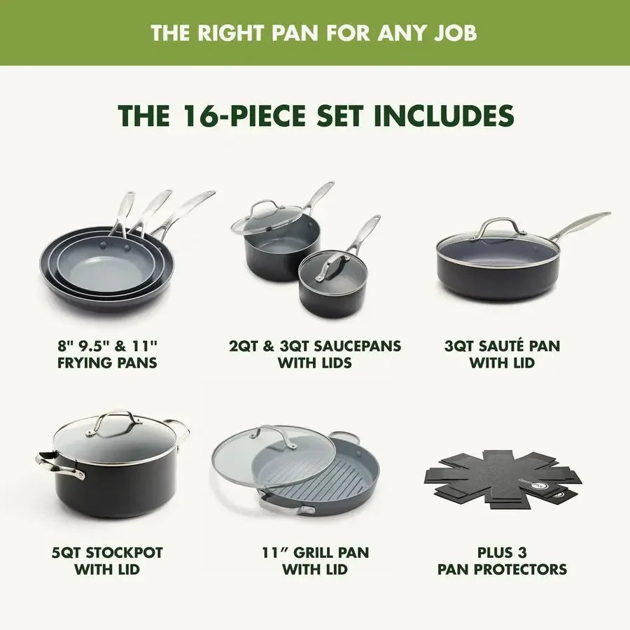 Valencia Pro Ceramic Nonstick 16 Piece Cookware Set Induction Ready