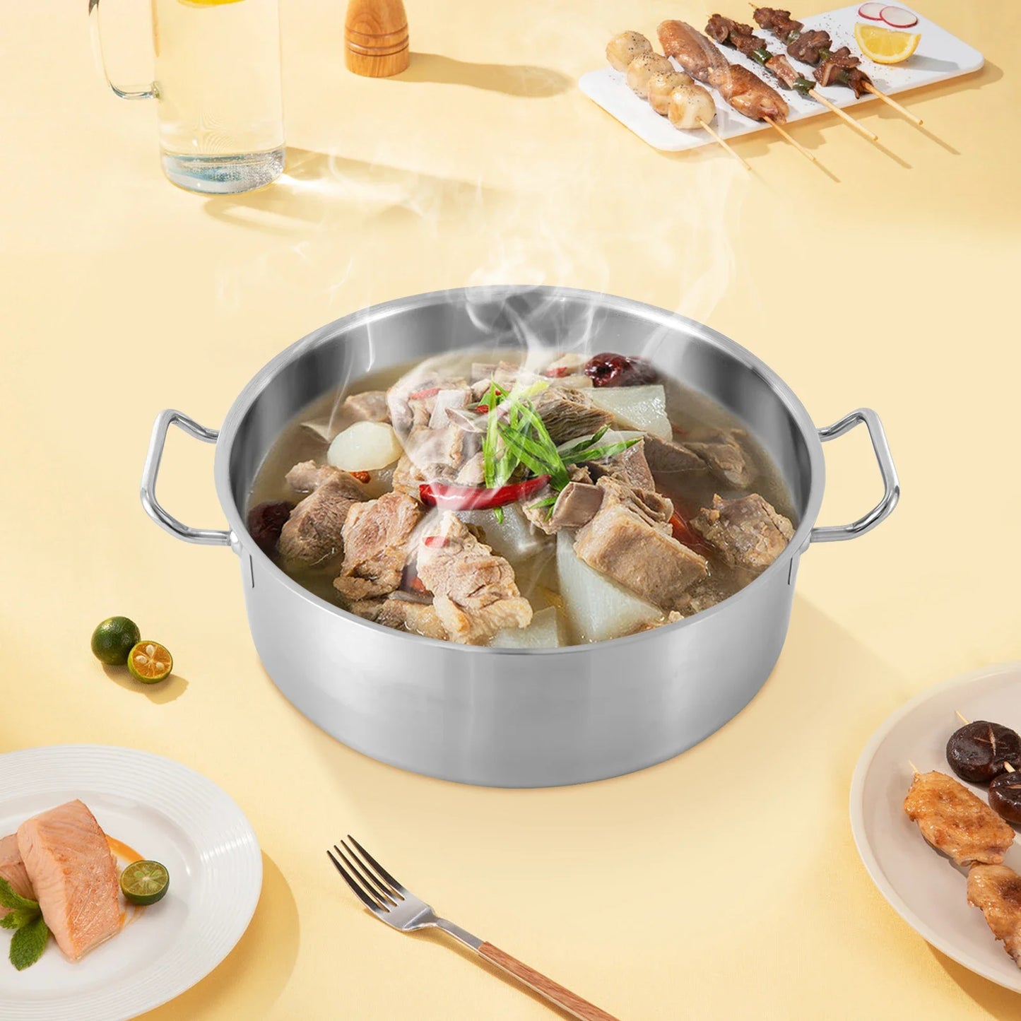 Stainless Steel Stock Pot With Glass Lid For Soup Making