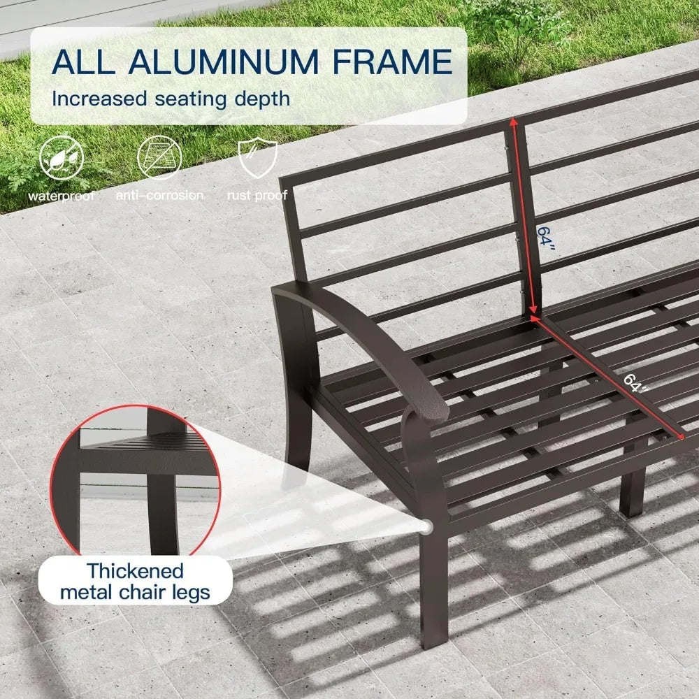 XIAOLANG 4-Piece Aluminum Outdoor Patio Set With Round Coffee Table