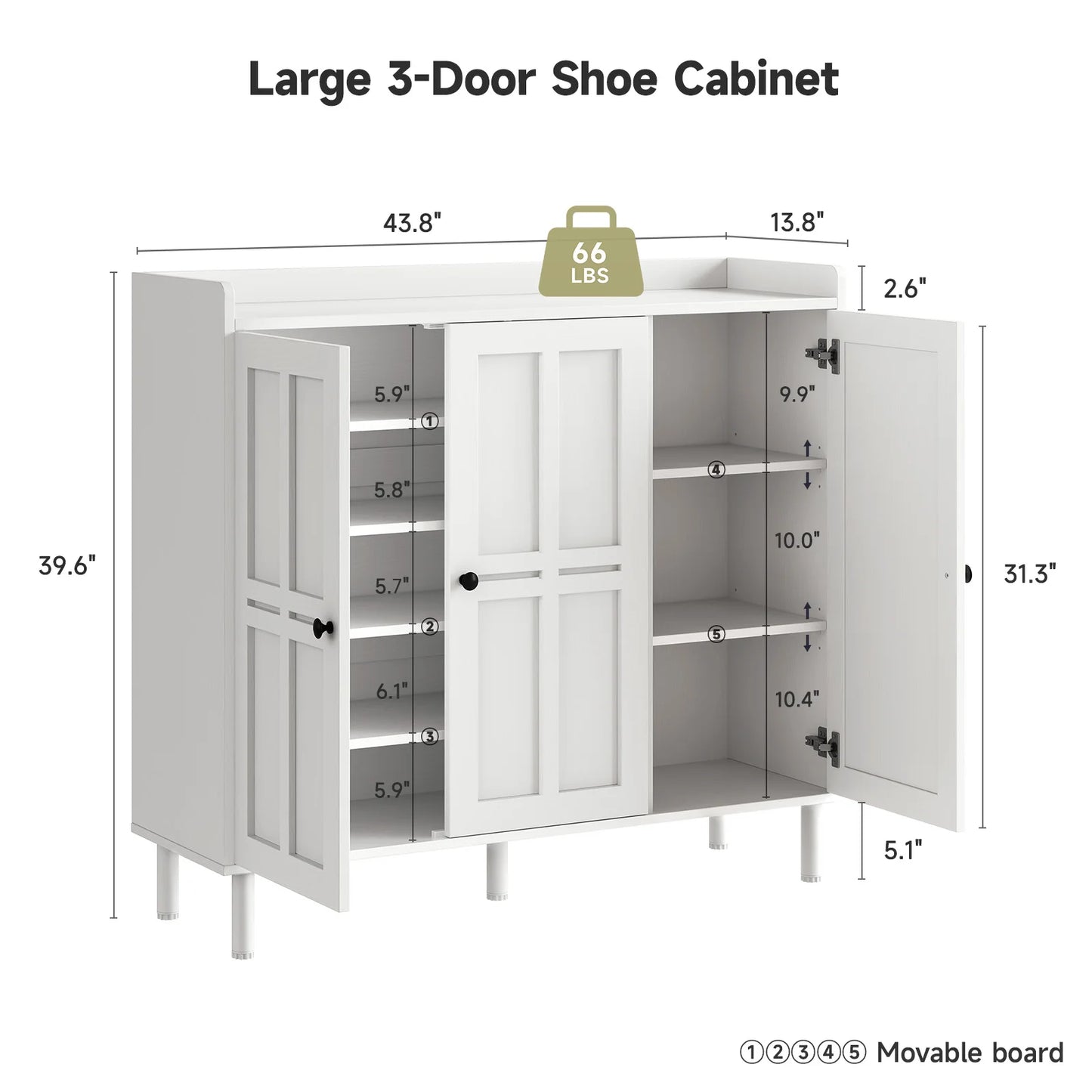 ONBRILL Shoe Cabinet With 3 Doors, 30 Pairs Storage