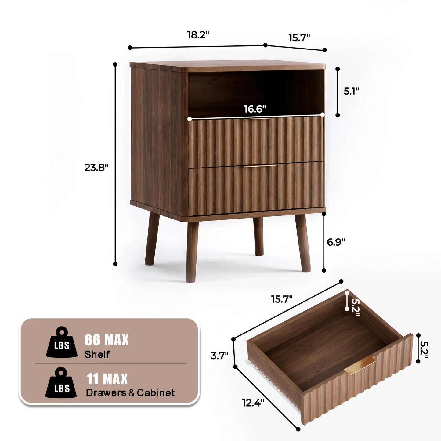 PIYRQ Set Of 2 Nightstands Modern Bedside Tables With Drawers