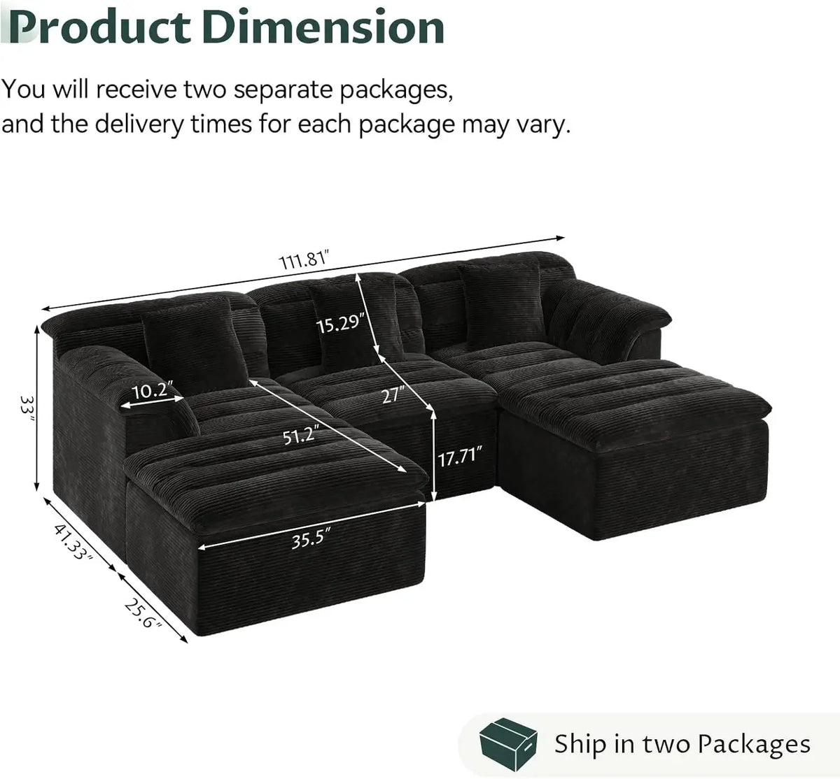 Modern Sectional Cloud Couch With Ottoman Deep Modular Sofa The Pet & Home Store