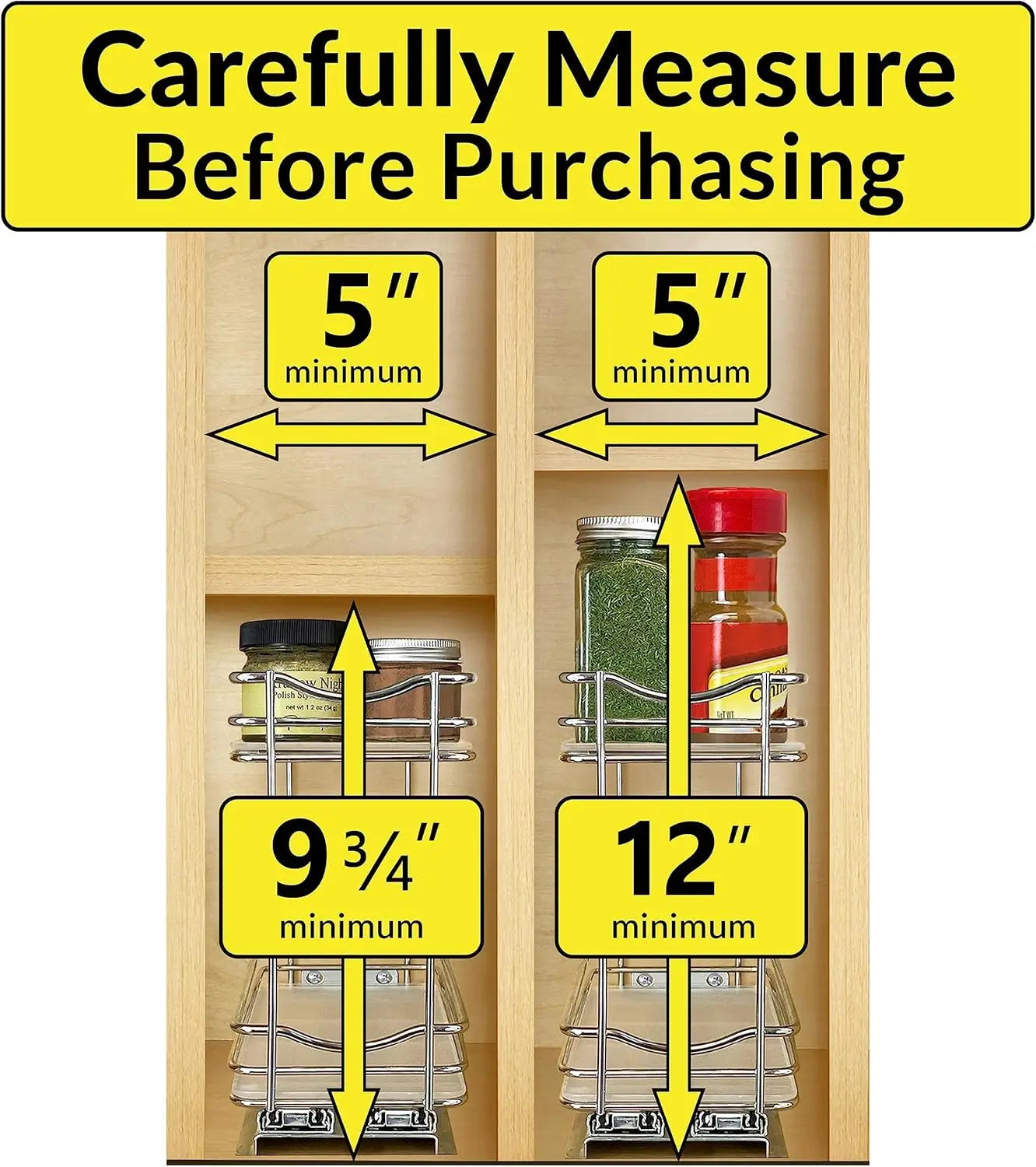 Pull Out Spice Rack Organizer for Inside Kitchen Cabinets - 4-3/8 inch Wide - Slide Out Drawer – Chrome Sliding Spice Organi