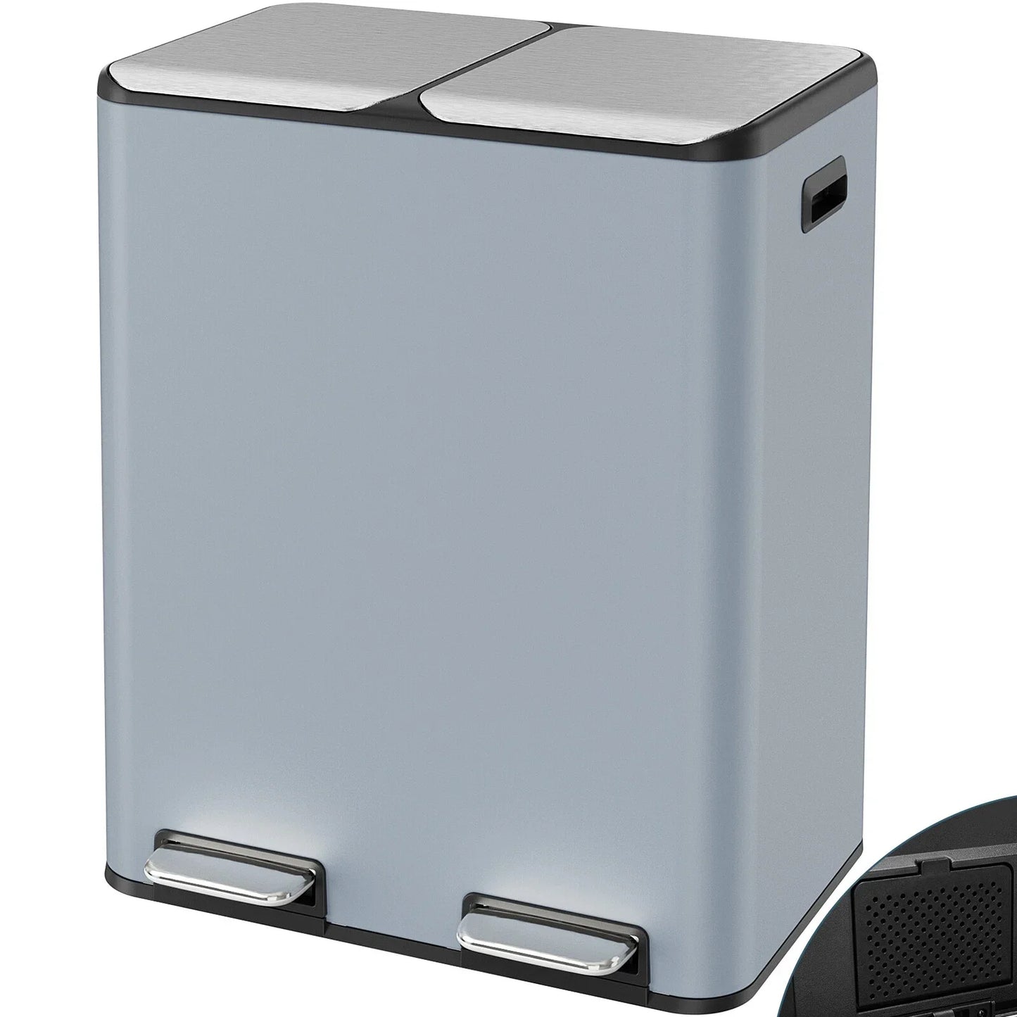 Unbranded Dual Kitchen Trash Can With Odor Control Compartments