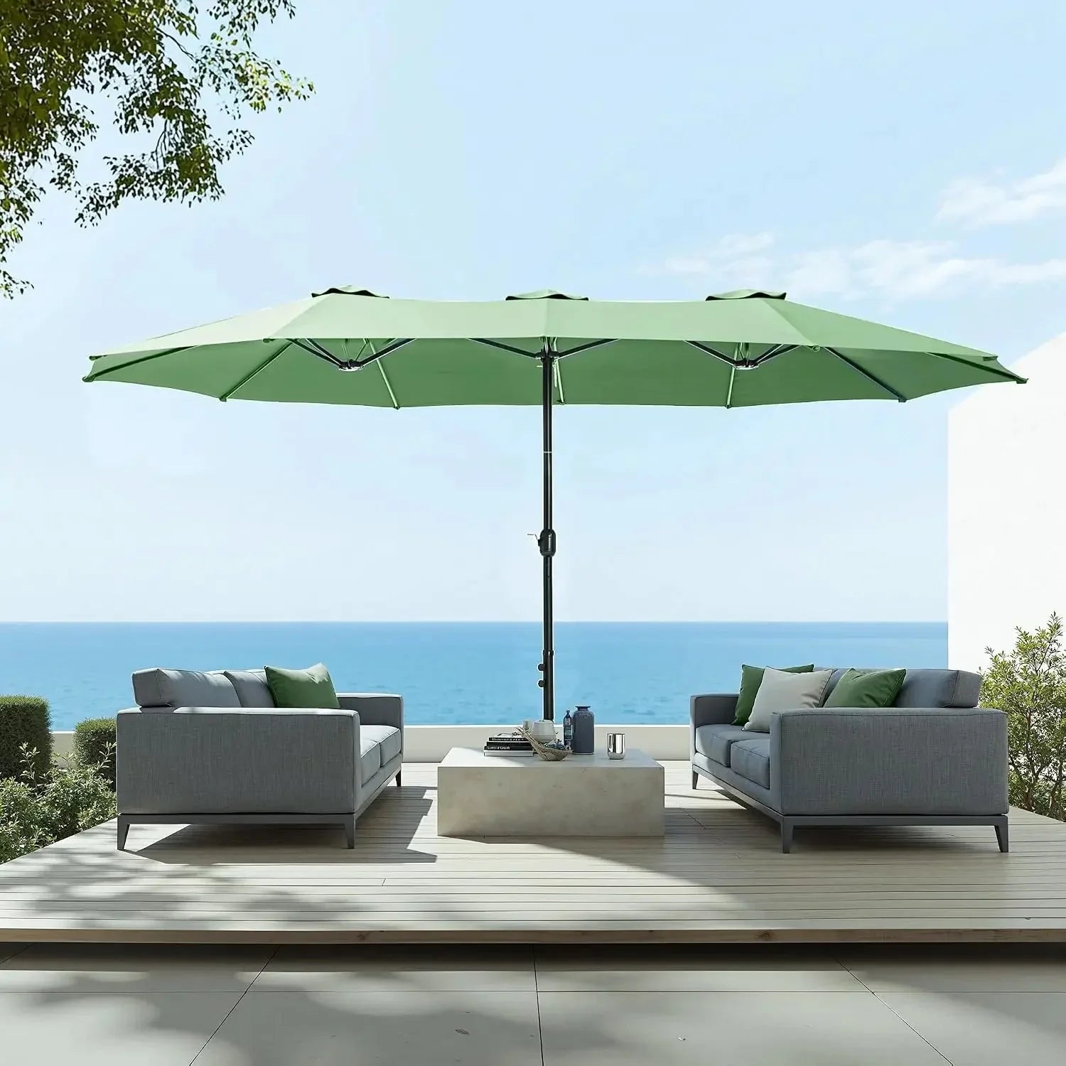 15ft Extra Large Rectangular Market Patio Umbrella,Heavy Duty,Base Included,Outdoor,Custom The Pet & Home Store