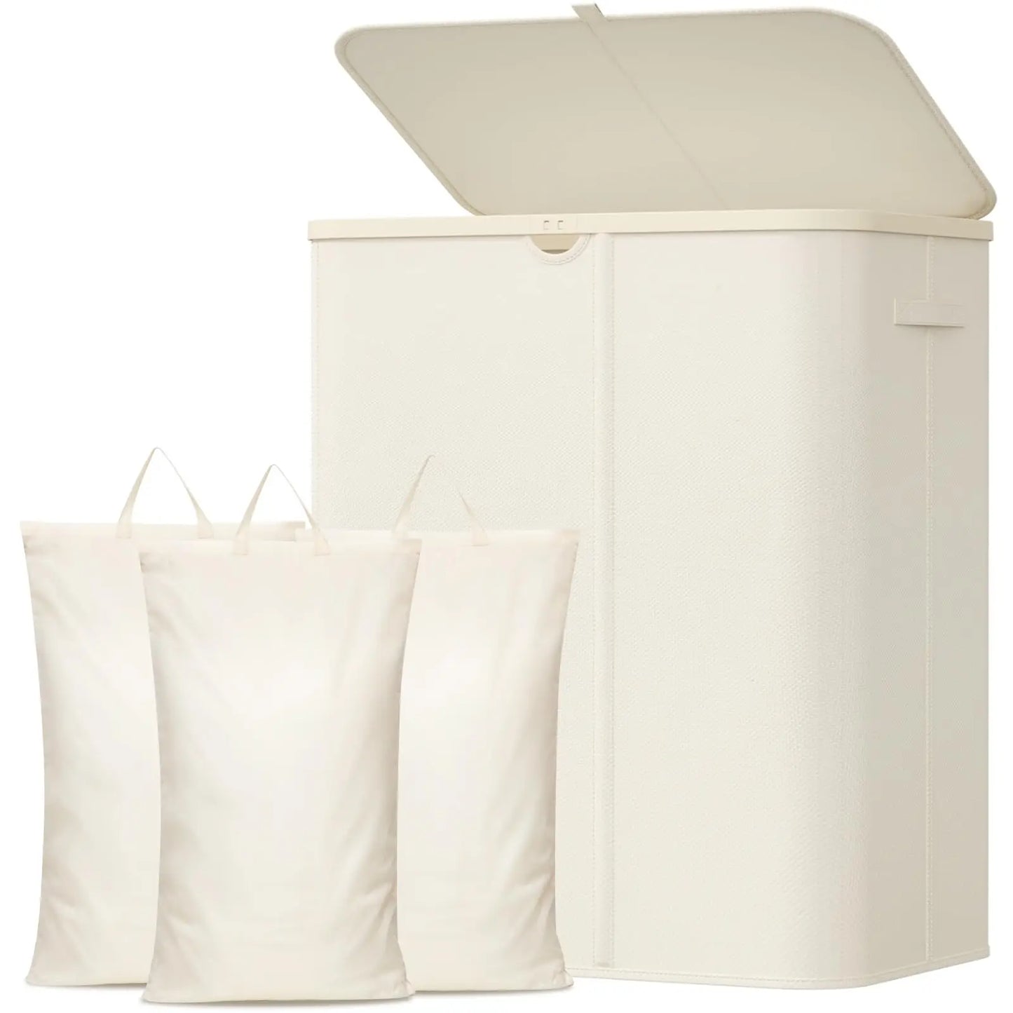 Foldable Laundry Hamper With Hinged Lid And Three Removable Liners