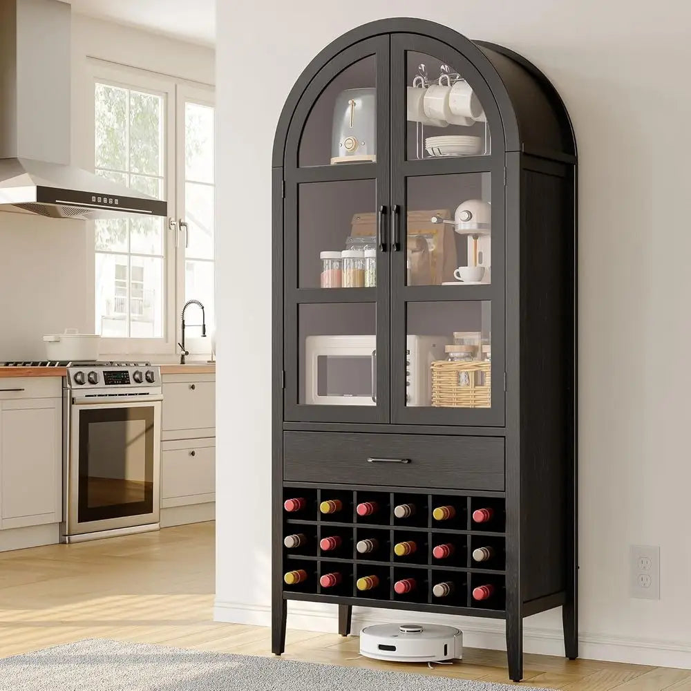 Elegant Arched Wine Bar Cabinet With Storage Shelves The Pet & Home Store