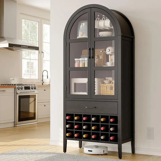Elegant Arched Wine Bar Cabinet With Storage Shelves The Pet & Home Store