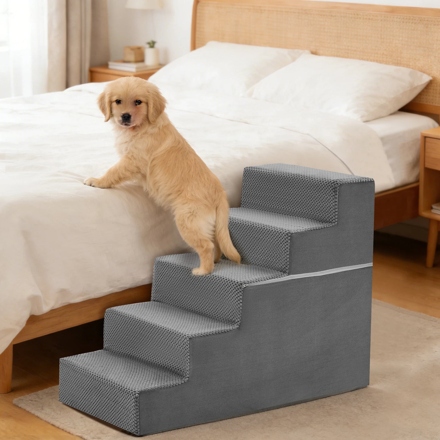 JHK Right Angled Foam Dog Steps Ramp For Small Dogs