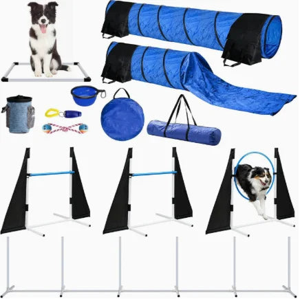 YTYIN Coofull PVC Dog Agility Training Set With Tunnel