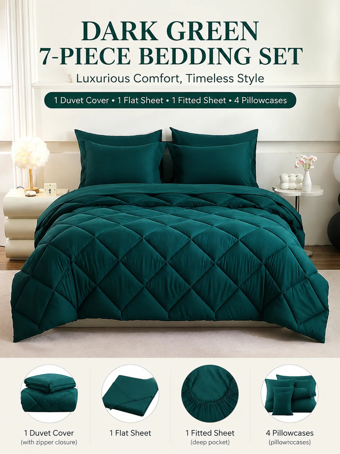 5pcs/7pcs Twin Full Queen King Bedding Sets Home Decor Comforter Flat Sheet Fitted Sheet Pillowcases Sleeping Sets The Pet & Home Store