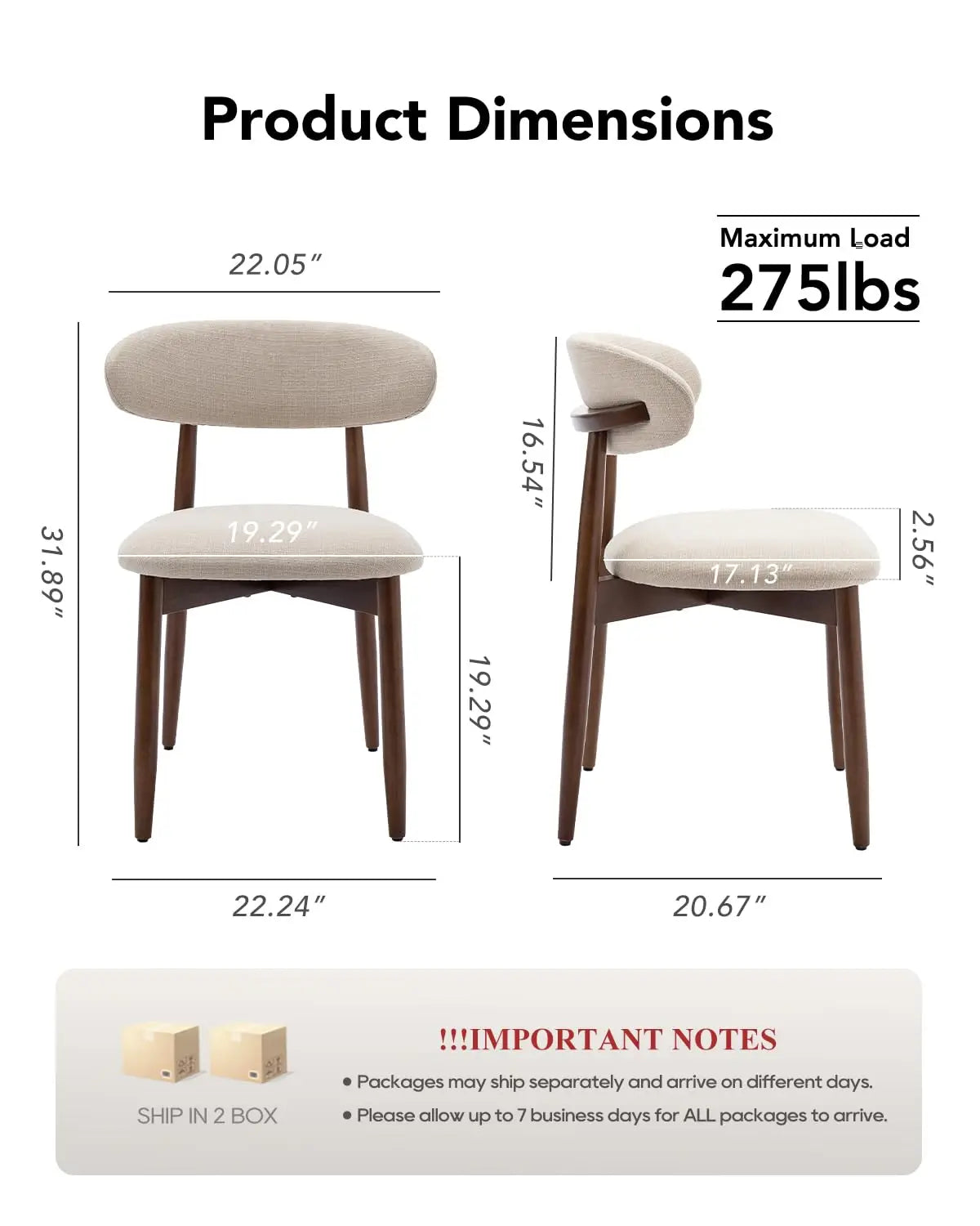 Upholstered Dining Chairs Set of 4 Modern Fabric Solid Wood Legs Kitchen Room Beige Custom
