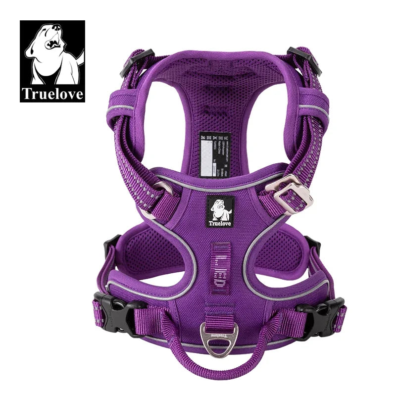 TRUELOVE Reflective No Pull Nylon Dog Harness Adjustable for Walking