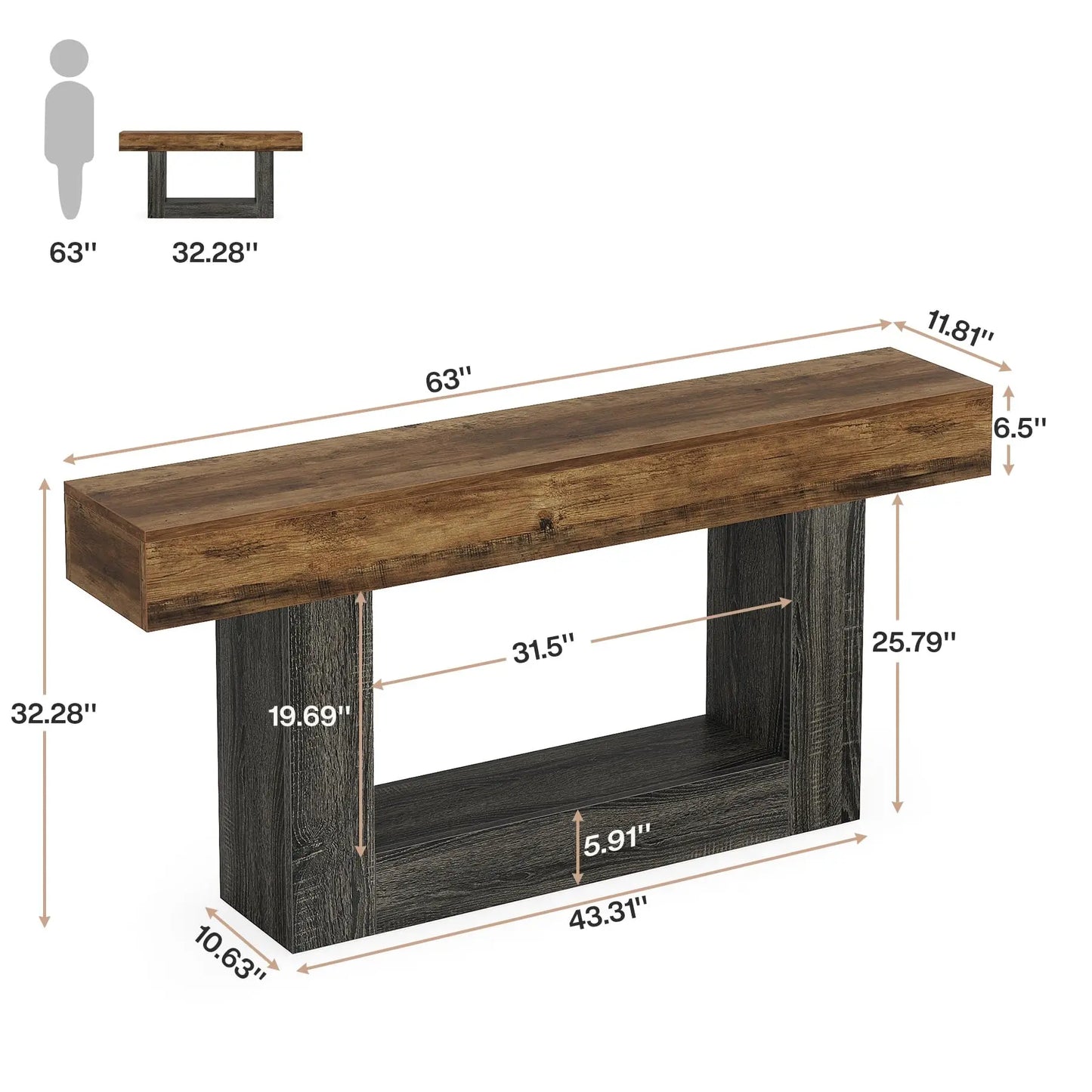 Tribesigns Farmhouse Console Table for Entryway Living Room