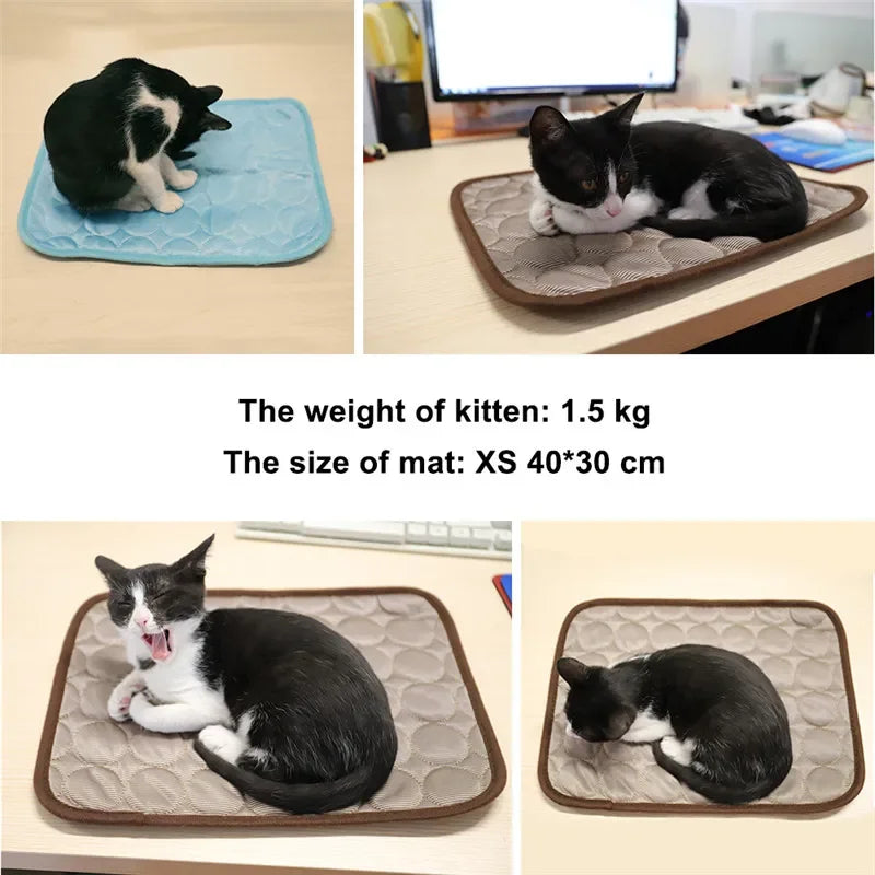 Breathable Pet Cooling Mat for Summer, Washable Ice Silk Dog Blanket, Self-Chilling Non-Toxic Pad for Sofa Car Bed, Fits Small M