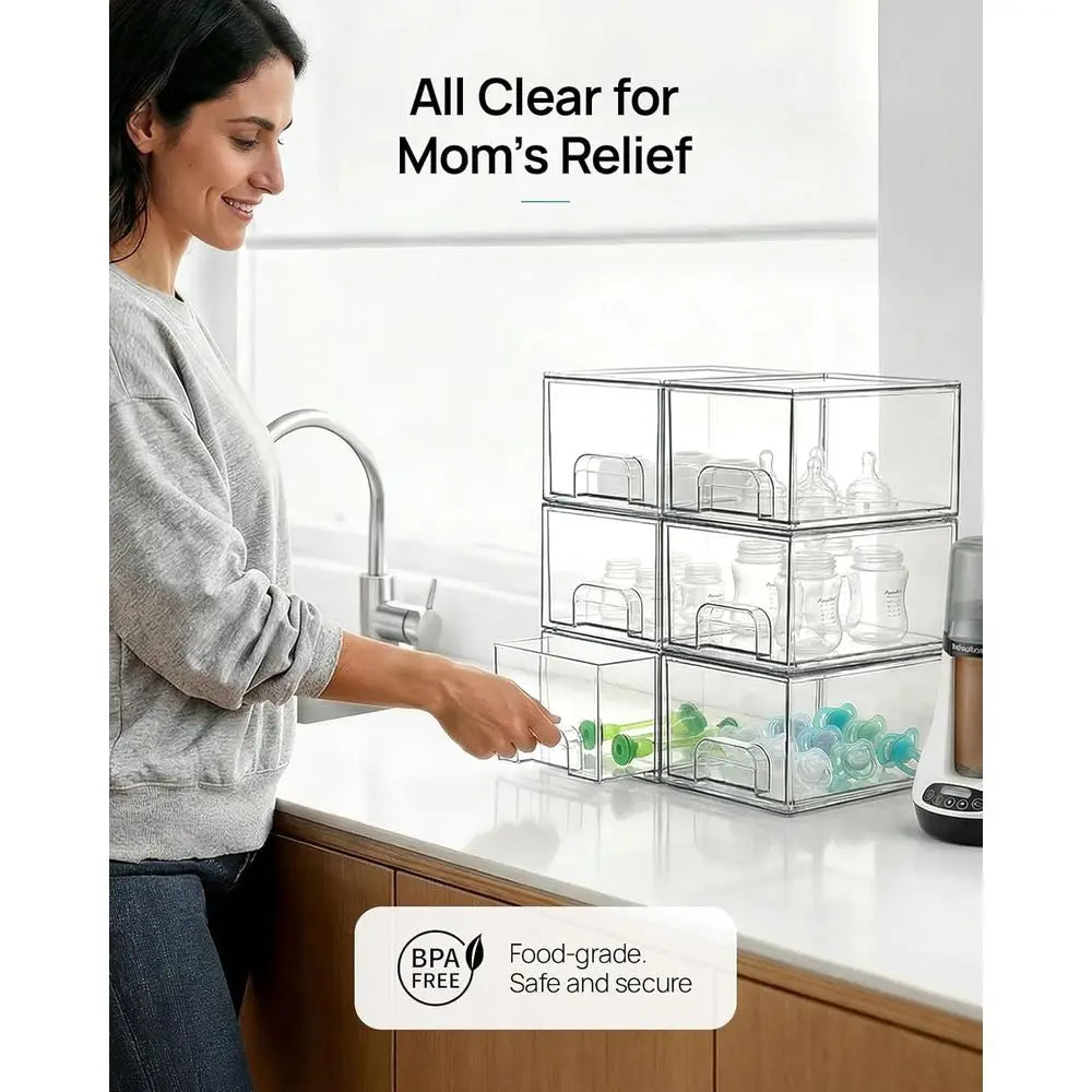 Small Clear Stackable Storage Drawers, Acrylic Bathroom Makeup Organizer, Plastic Storage Bins or Vanity, Undersink, Kitchen Cab