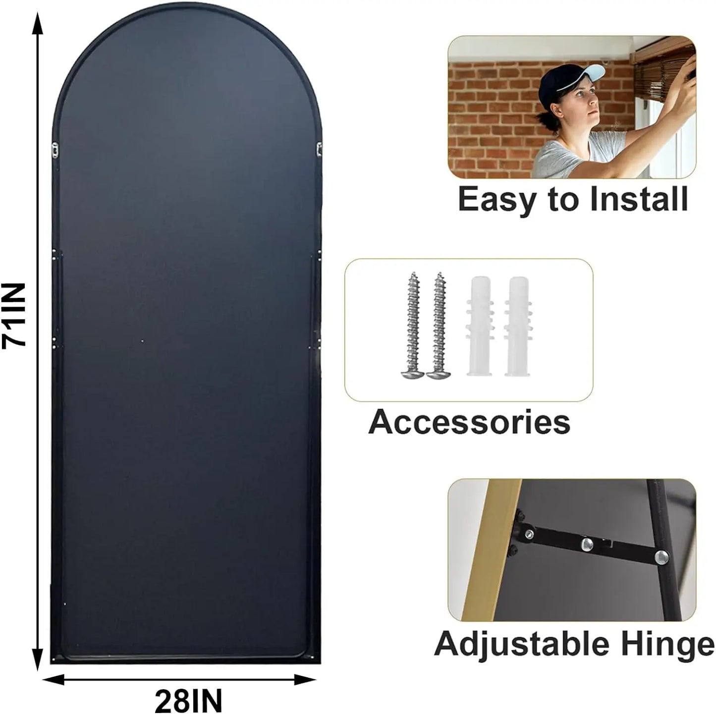 HARRITPURE Full Body Mirror With Aluminum Frame Floor