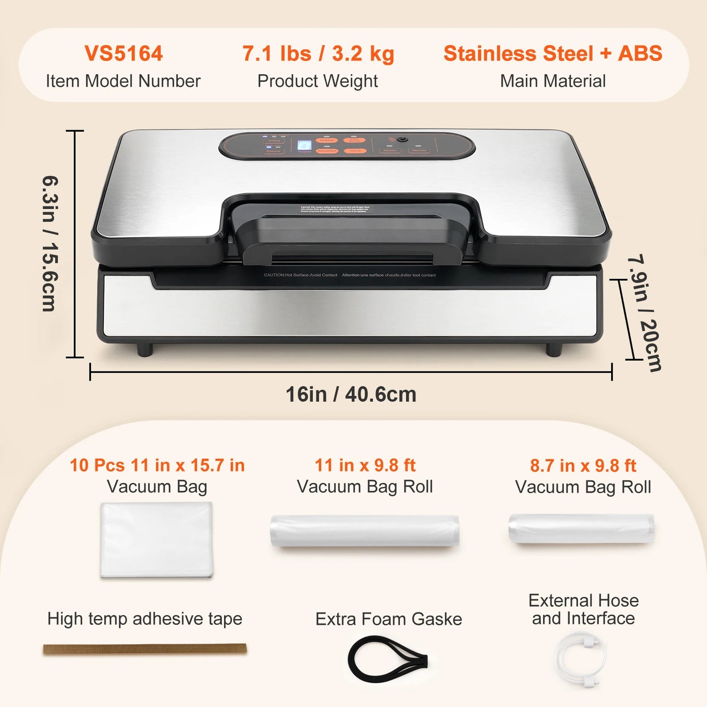 SucceBuy 90Kpa 130W Vacuum Sealer Machine With Free 10pcs Bags