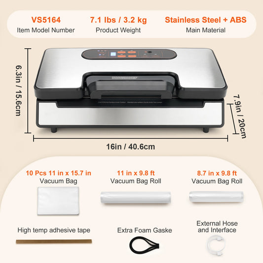 SucceBuy 90Kpa 130W Vacuum Sealer Machine With Free 10pcs Bags