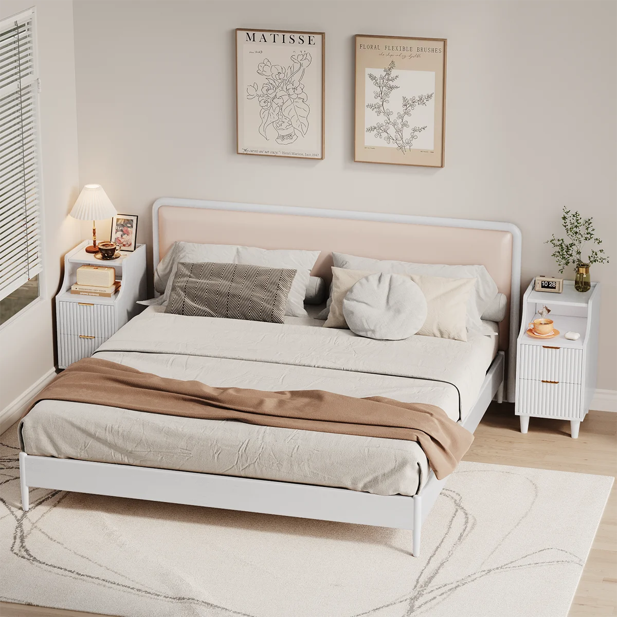 UGTOO Modern Nightstand With Two Drawers And Open Shelf The Pet & Home Store