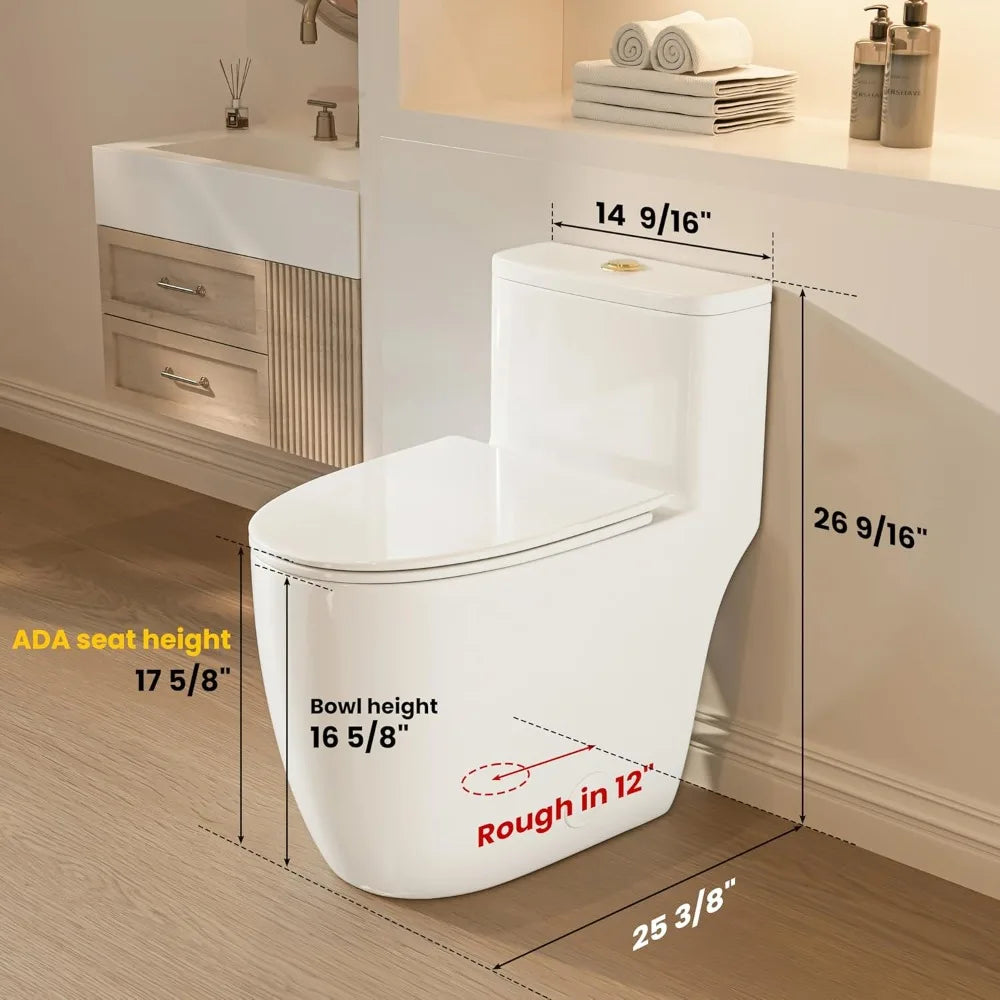 Elongated Toilet With 17.5 Inch Comfort Height Dual Flush