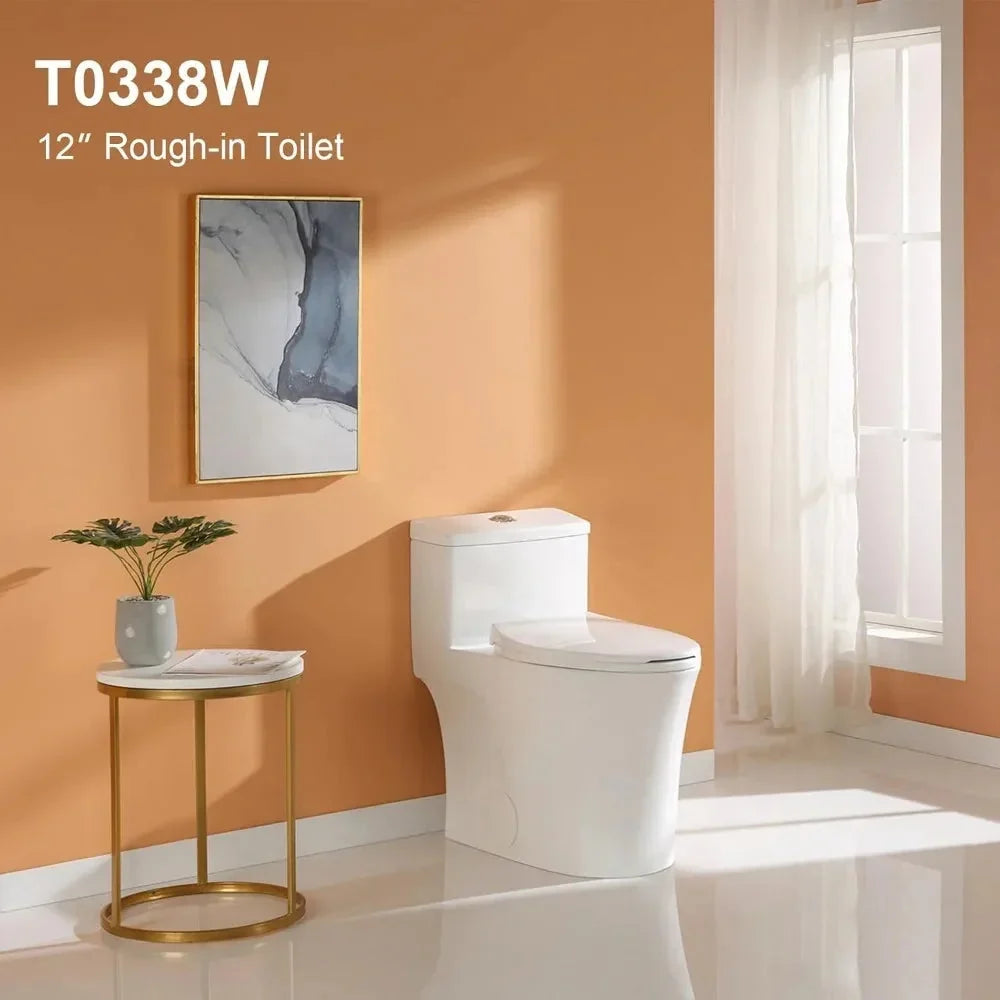 T0338W Compact One Piece Toilet with Comfort Chair Seat ADA Height 17.3", Elongated Dual Flush 0.8/1.28 GPF and MAP 1000g The Pet & Home Store