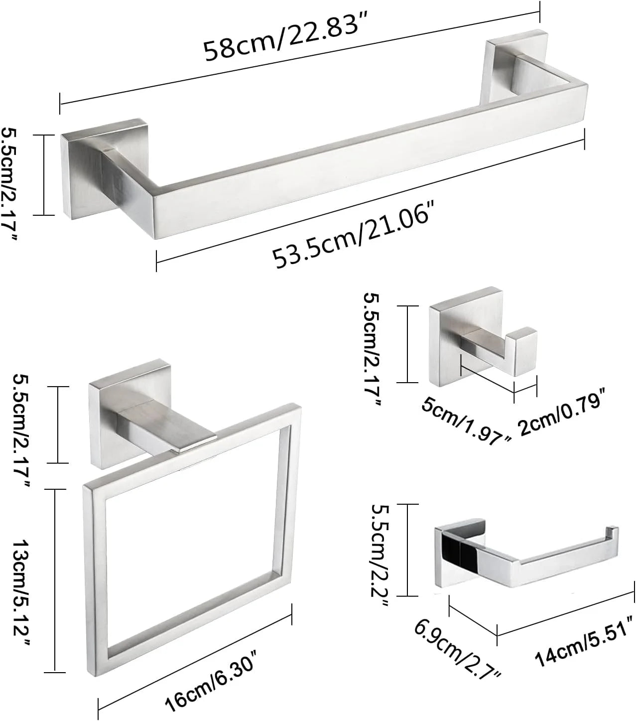 DQOK Brushed Stainless Bathroom Hardware Set With Accessories