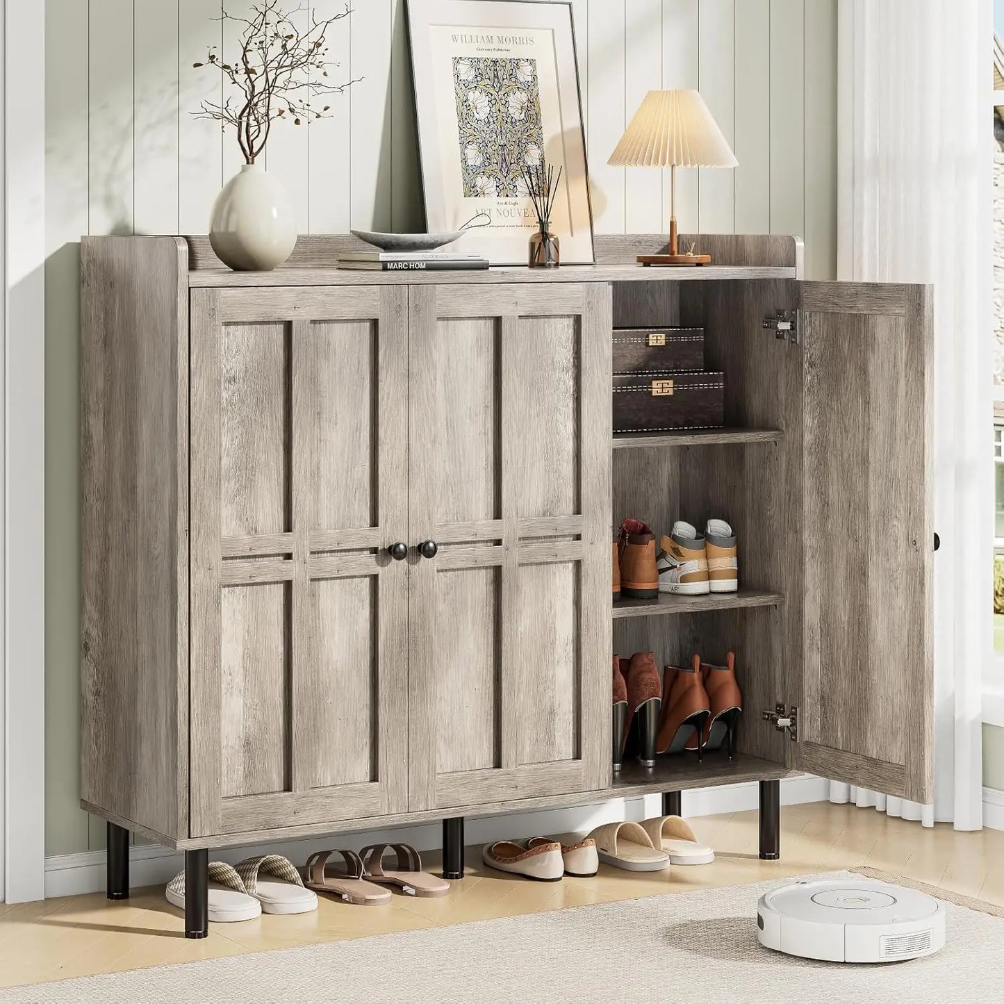 ONBRILL Shoe Cabinet With 3 Doors, 30 Pairs Storage