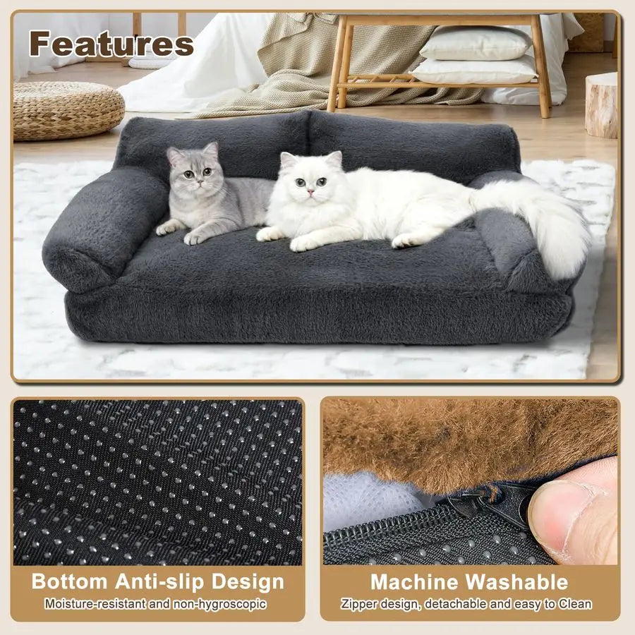 Plush Cat Bed For Medium Pets With Removable Cover