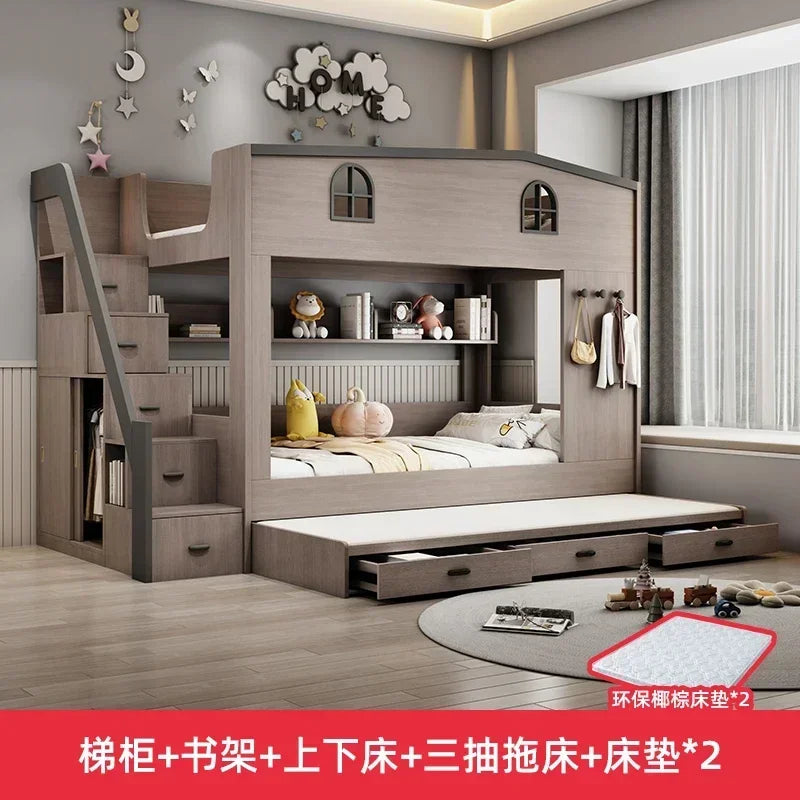 MDNG Bunk Bed With Drawers And Staircase Loft For Kids