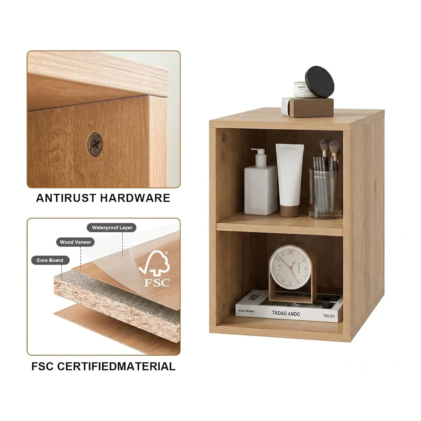 Floating Double Sink Acrylic Wood Vanity With Wall Mounted Cabinet
