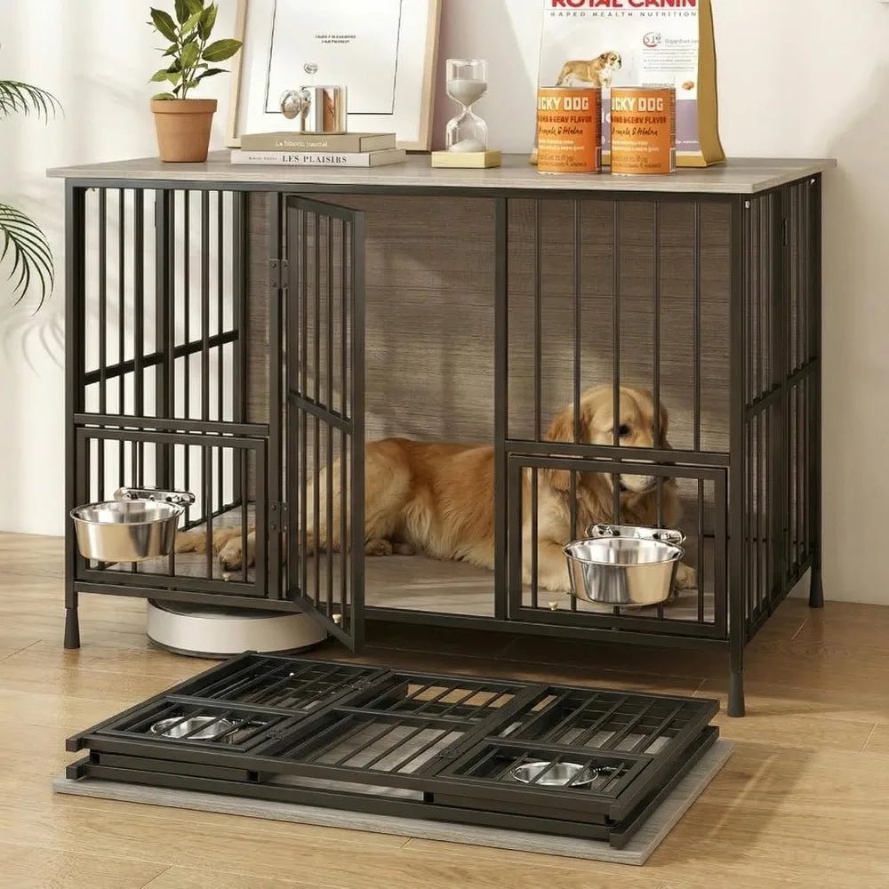 Foldable Wooden Dog Crate Table With Storage Top Easy Assembly