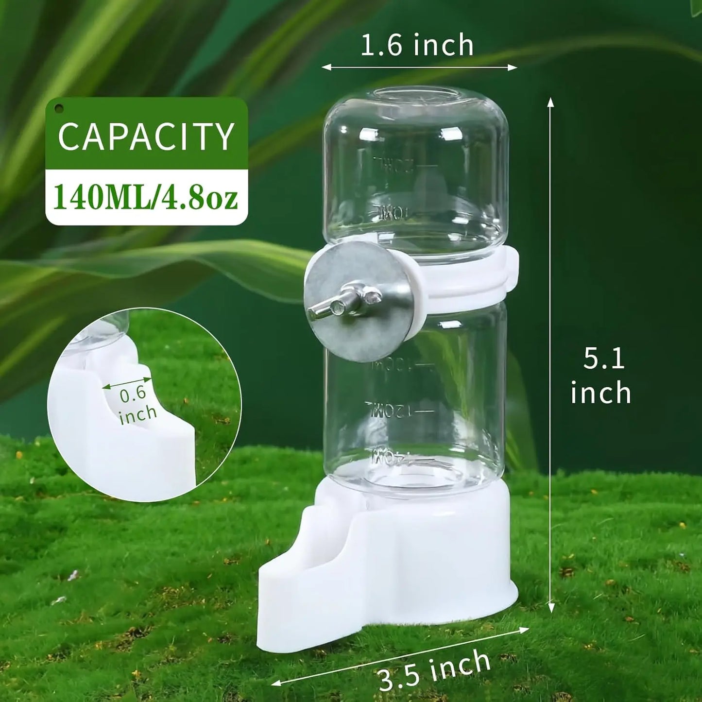 Pet Bird Automatic Water Dispenser with Gravity-Feed for Parrot Budgie Canary Cage Hanging Drinking Fountain