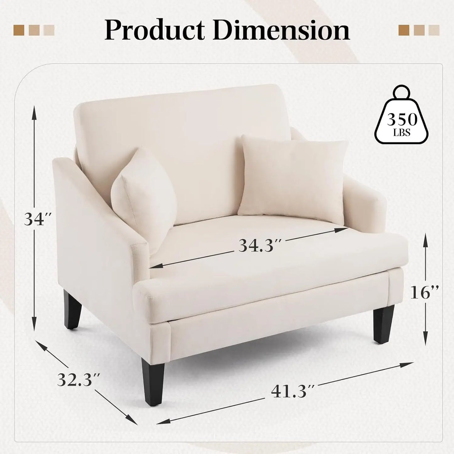 Oversized Accent Chair With Pillows And Modern Upholstered Armchair