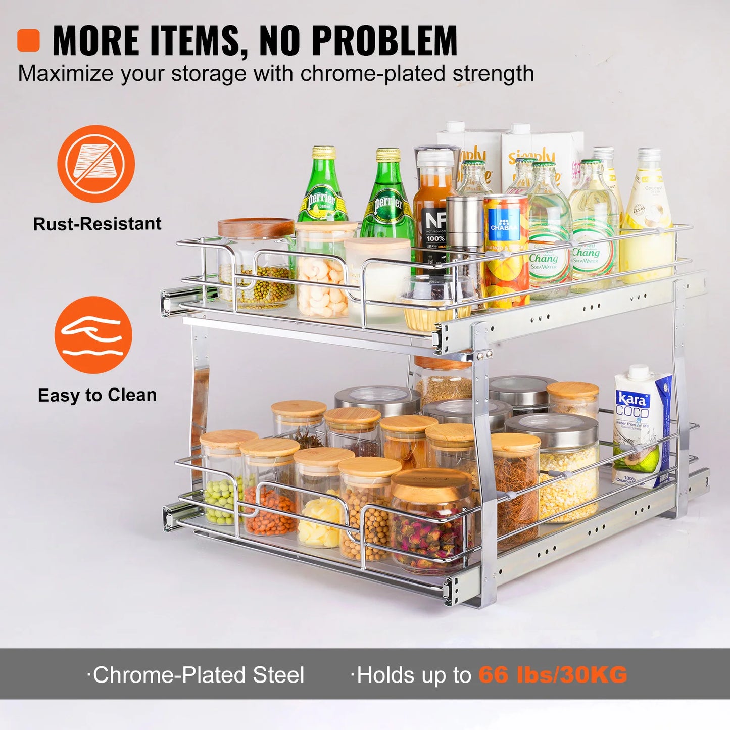 SucceBuy Pull Out Cabinet Organizer With Sliding Drawers