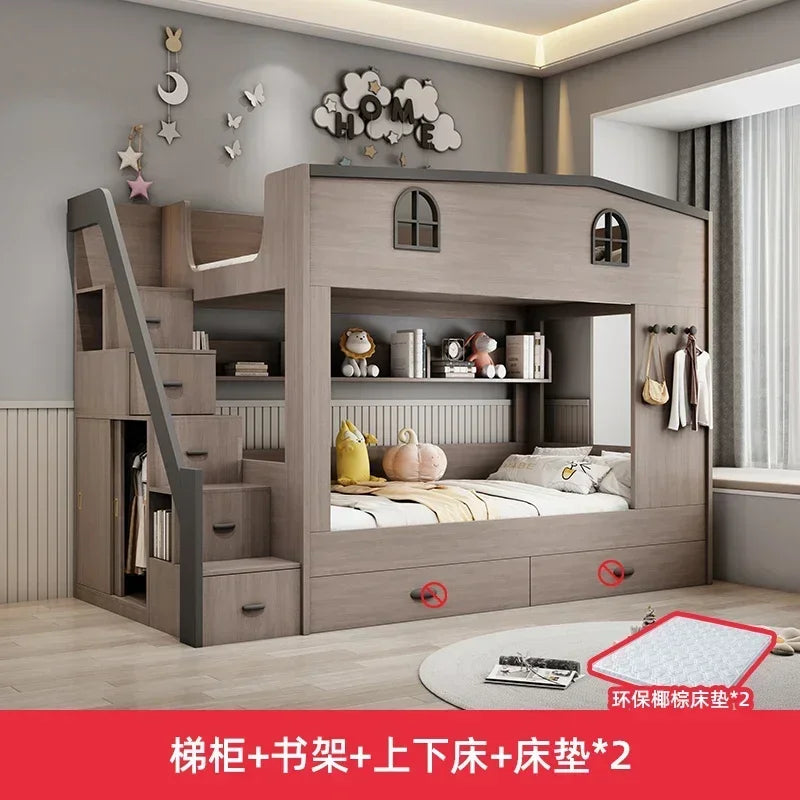MDNG Bunk Bed With Drawers And Staircase Loft For Kids