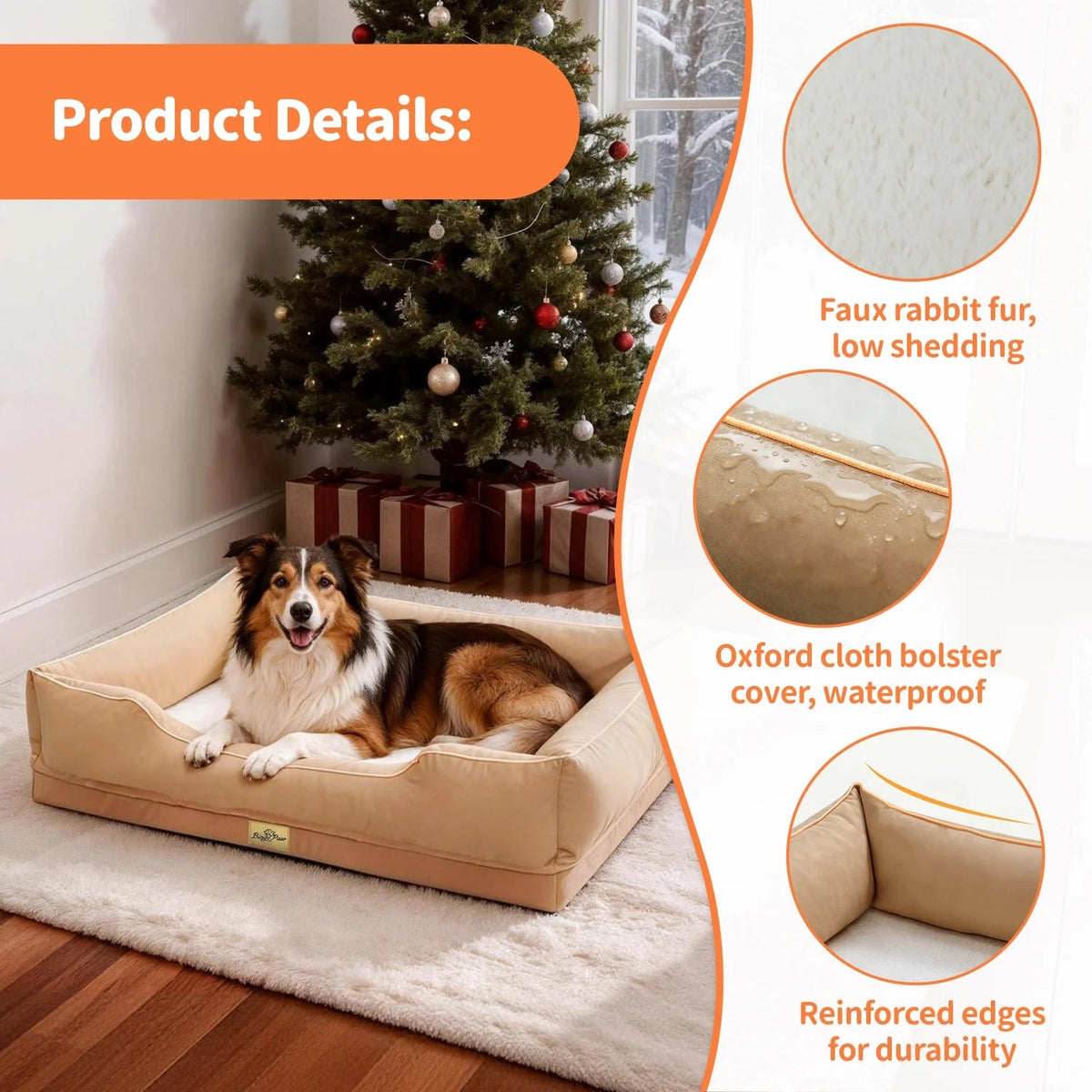Bingopaw Orthopedic Dog Bed With Bolster And Waterproof Removable Cover The Pet & Home Store