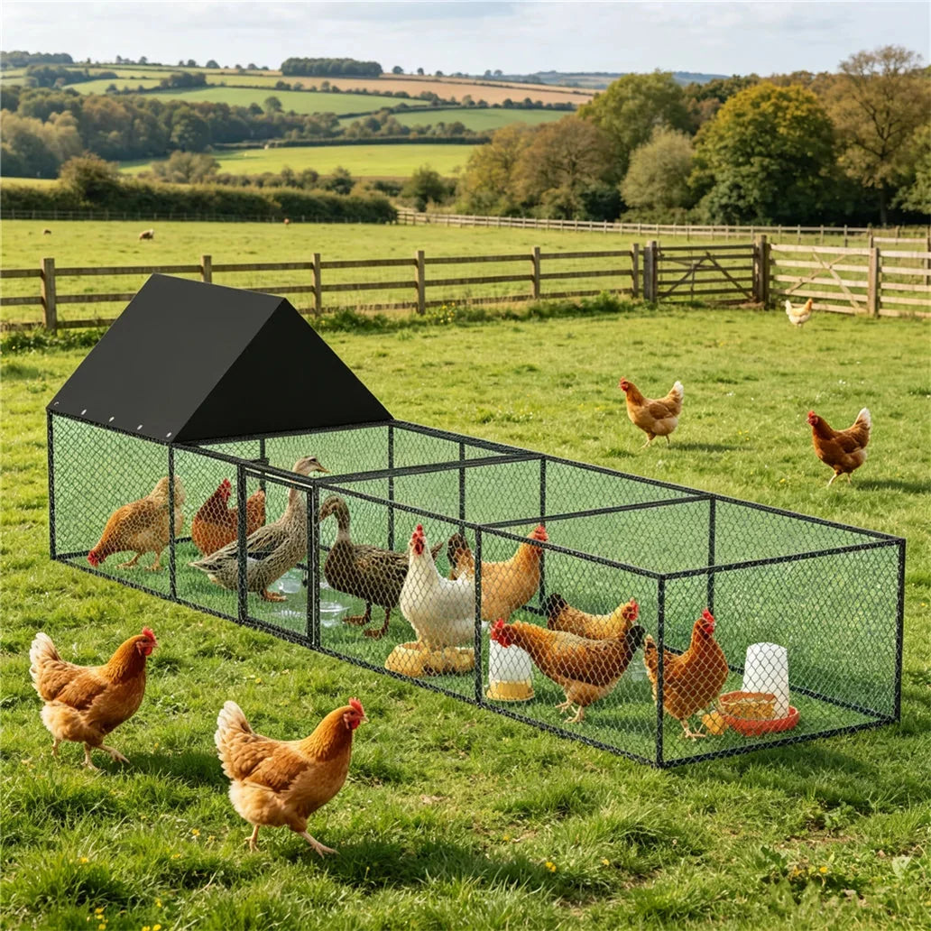 Large Chicken Coop Cage Outdoor Hen Poultry Cage Run Pen Fence Duck House with Nylon Netting Rabbit Hutch Run Nest Pet Cage The Pet & Home Store
